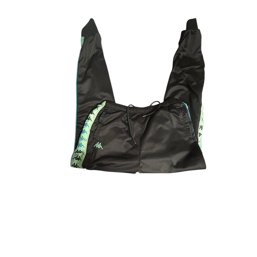 KAPPA Jogger Track Pants Joggers Black Green Size Large Drawstring Streetwear